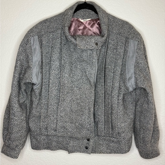 JOCARDI VINTAGE Varsity Tweed Heavyweight Layered Pleated Designer Jacket Coat - Picture 3 of 11